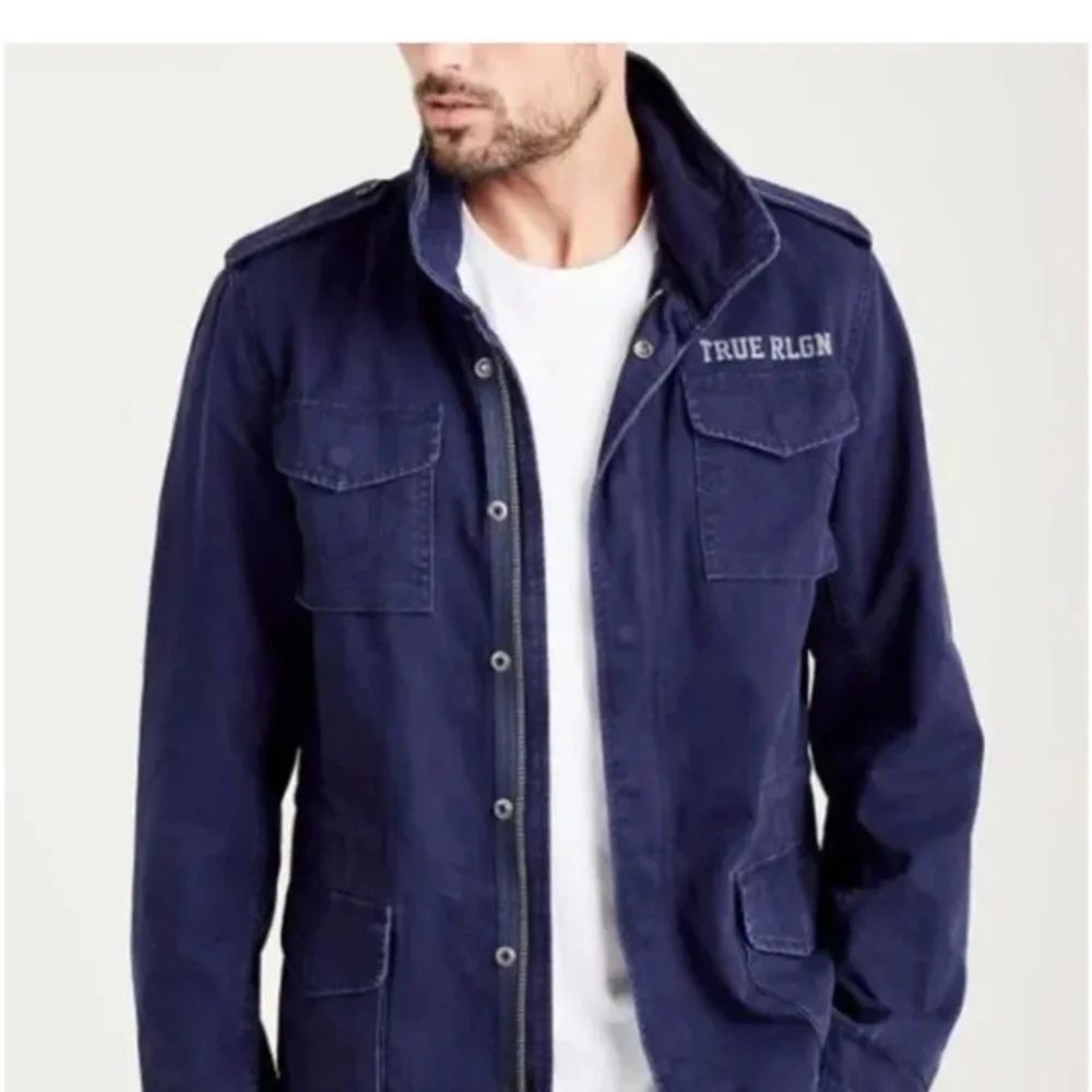 True Religion Navy‎ Hooded Chase Military Field Jacket